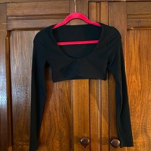 COPY - ALO YOGA Ribbed Defined Long Sleeve Bra in Black